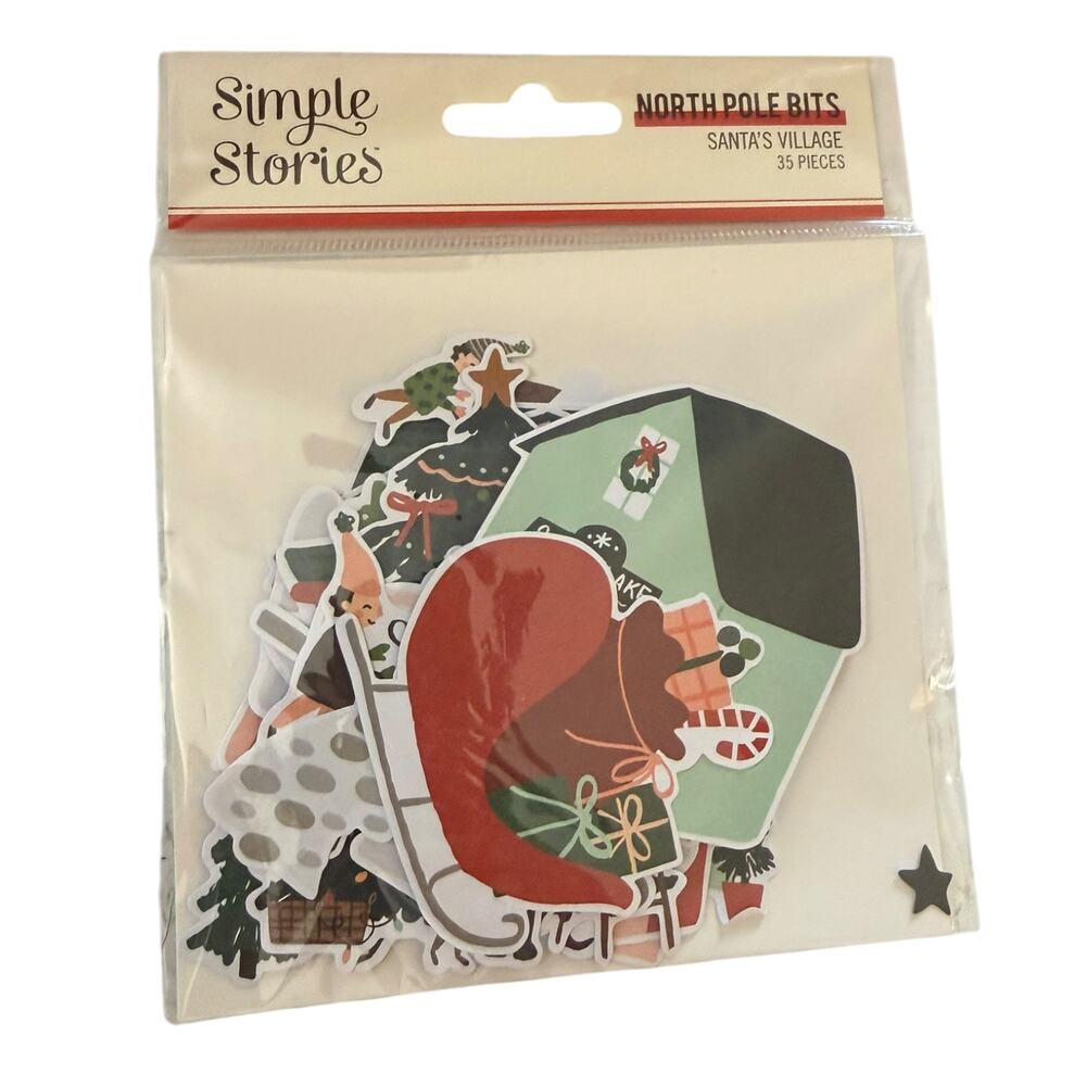 Single Stories North Pole Bits Santa's Village 35 Pieces Scrapbooking